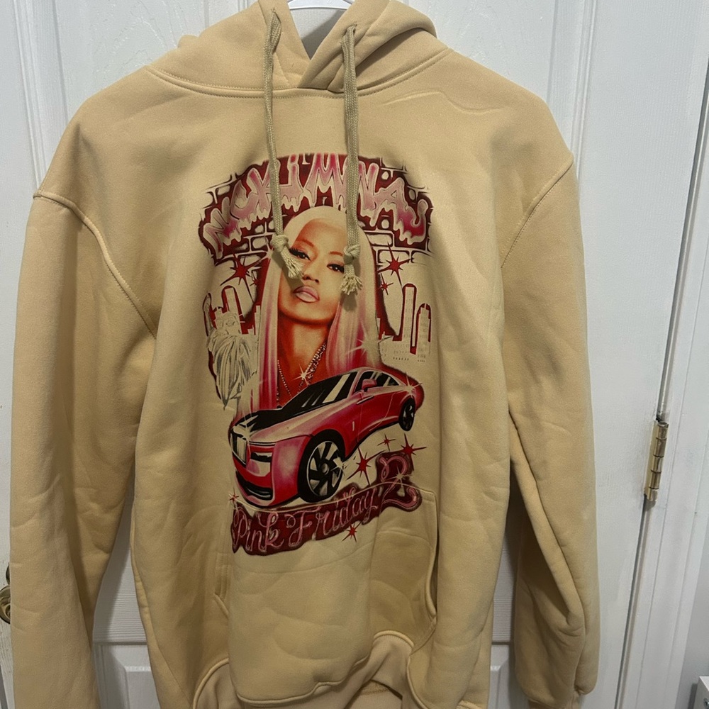 Nicki Minaj 2024 World Tour Graphic Beige Hoodie - Size Large